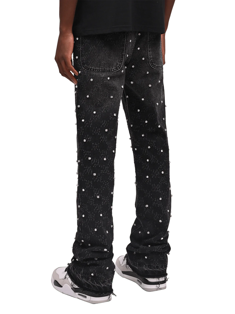 RHINESTONE FLARE  - BLACK